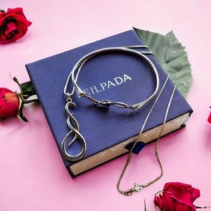 Silpada matching bracelet & necklace, 2-tone sterling silver. Like new with box.